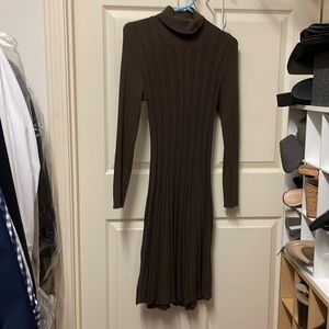 Max Studio Ribbed Maxi Turtleneck Sweater Dress